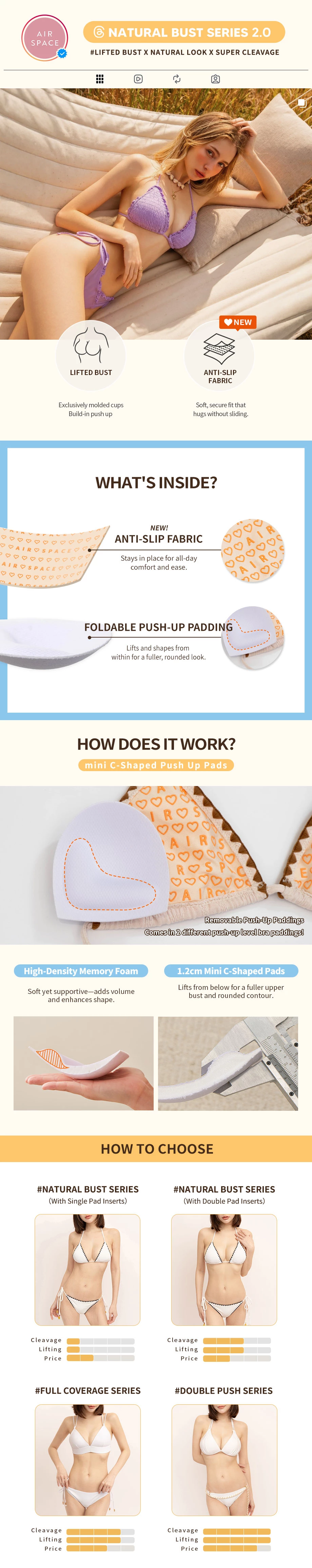 【BIKINI SET】Push Up Top+ Bikini Bottoms Multi Way Crop Top Style Swimwear Set ( Removable Padding)