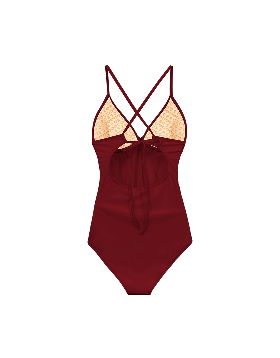 人間芭比3.0  V領交叉抓褶後綁帶塑腹連身泳裝