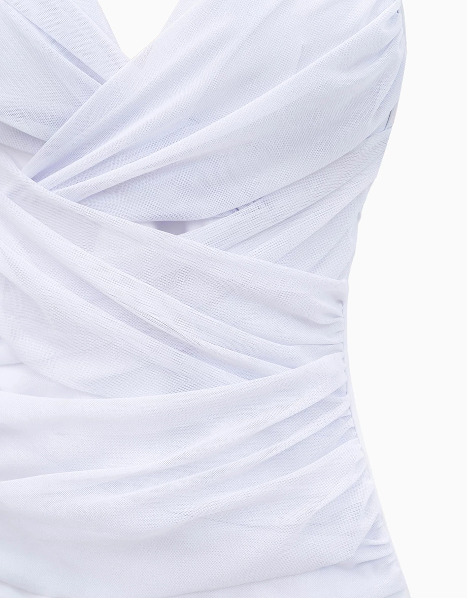 人間芭比3.0 V領交叉抓褶後綁帶塑腹連身泳裝 人間芭比3.0 V領交叉抓褶後綁帶塑腹連身泳裝