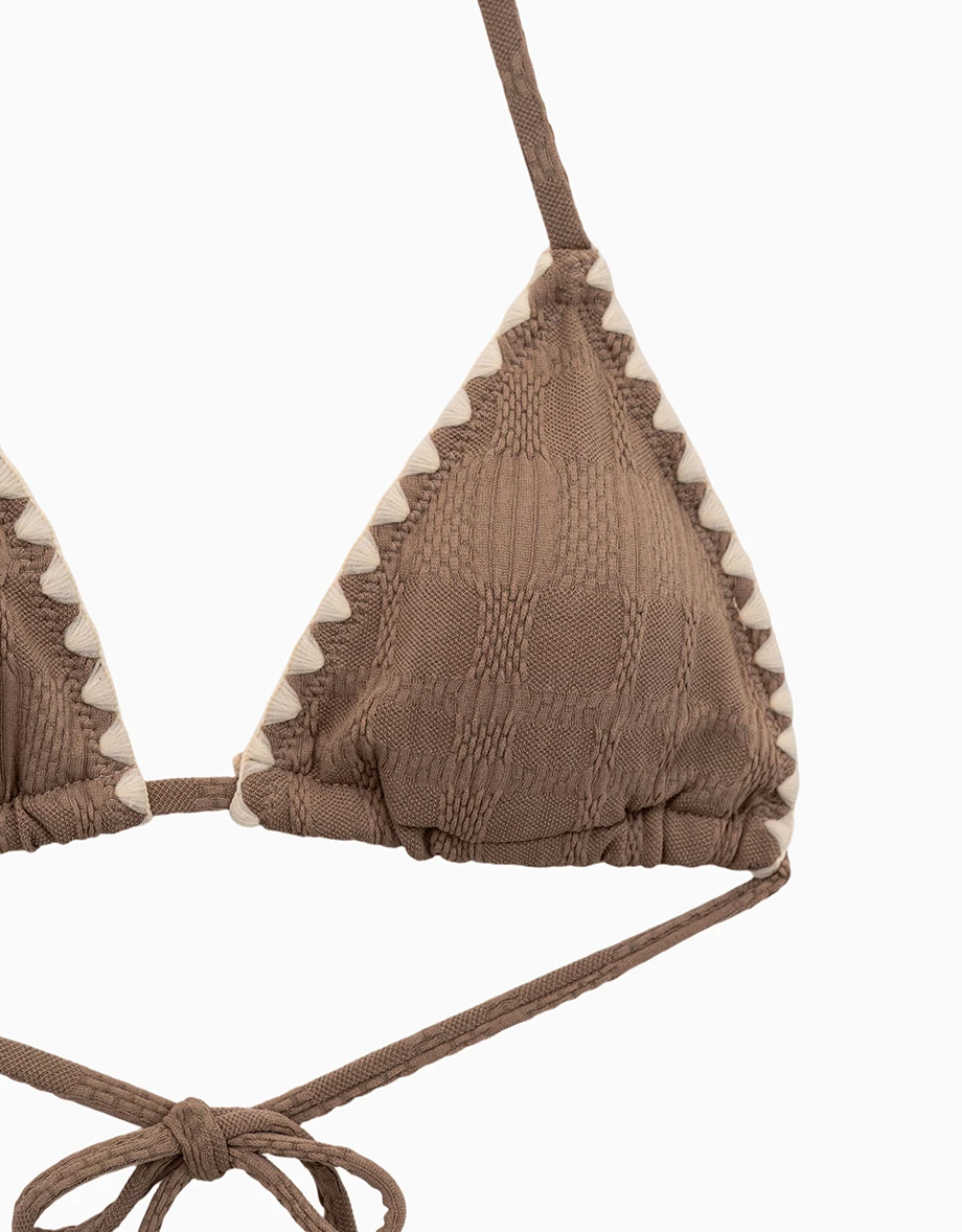 INS風 緹花織紋滾邊刺繡比基尼套裝