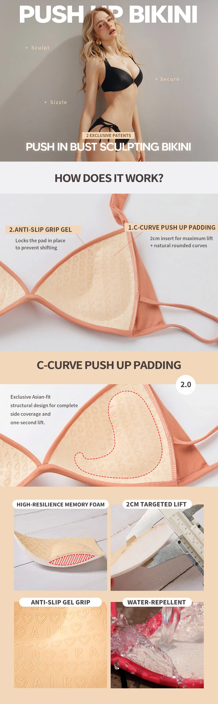 【Bikini Tops】Metallic O Ring Halter Bikini Top