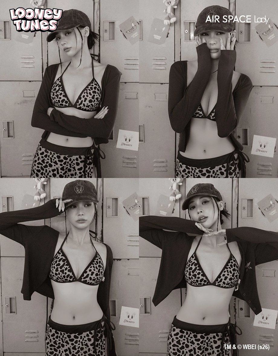 【樂一通】 撞色滾邊動物斑紋比基尼