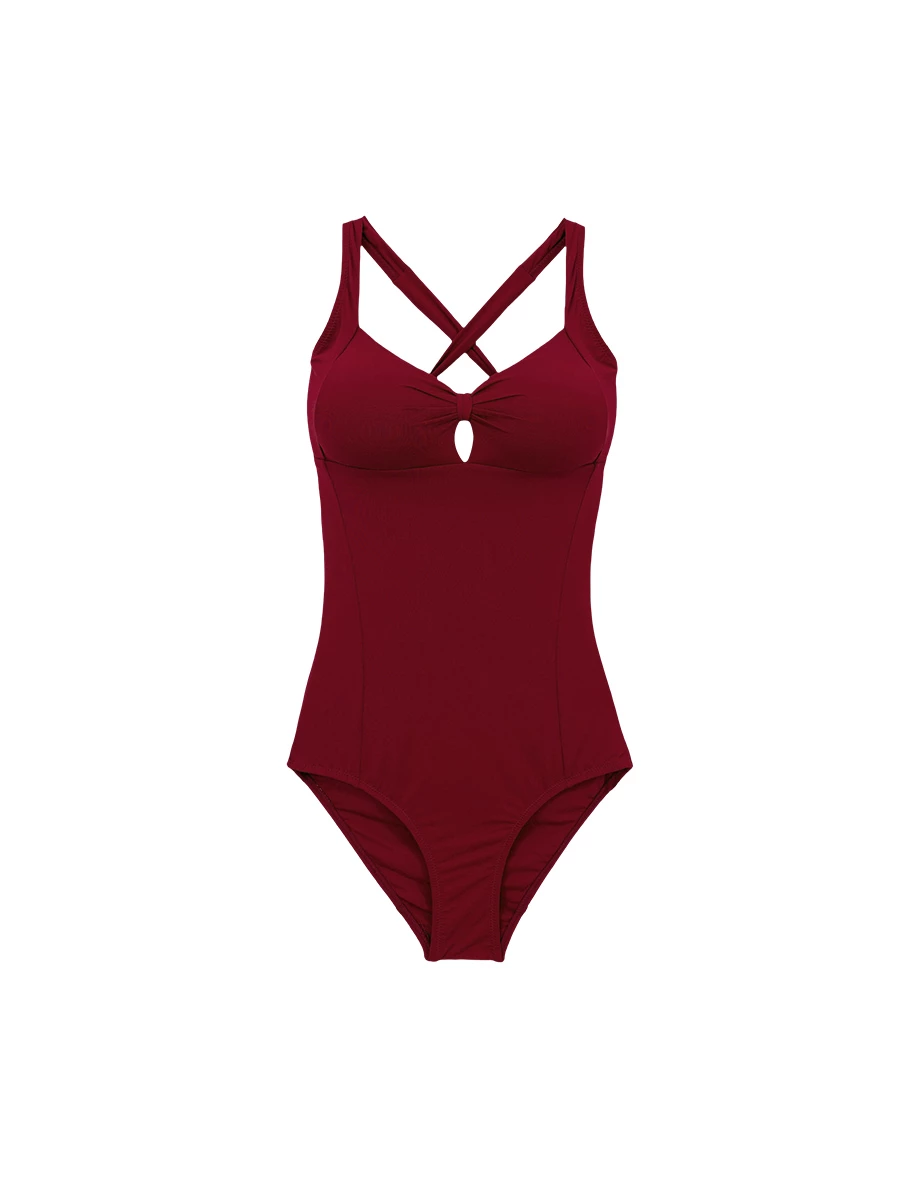 人間芭比 極致包覆緞面鏤空交叉美背連身泳衣