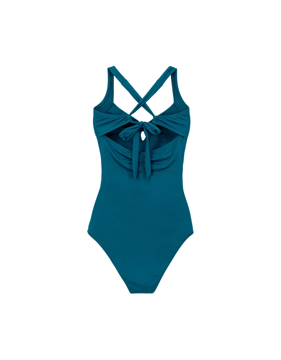 人間芭比 極致包覆緞面鏤空交叉美背連身泳衣