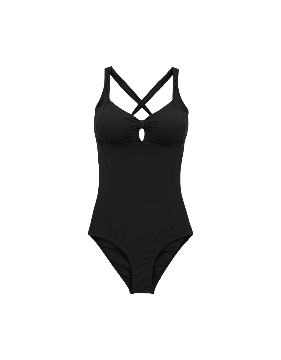 人間芭比 極致包覆緞面鏤空交叉美背連身泳衣