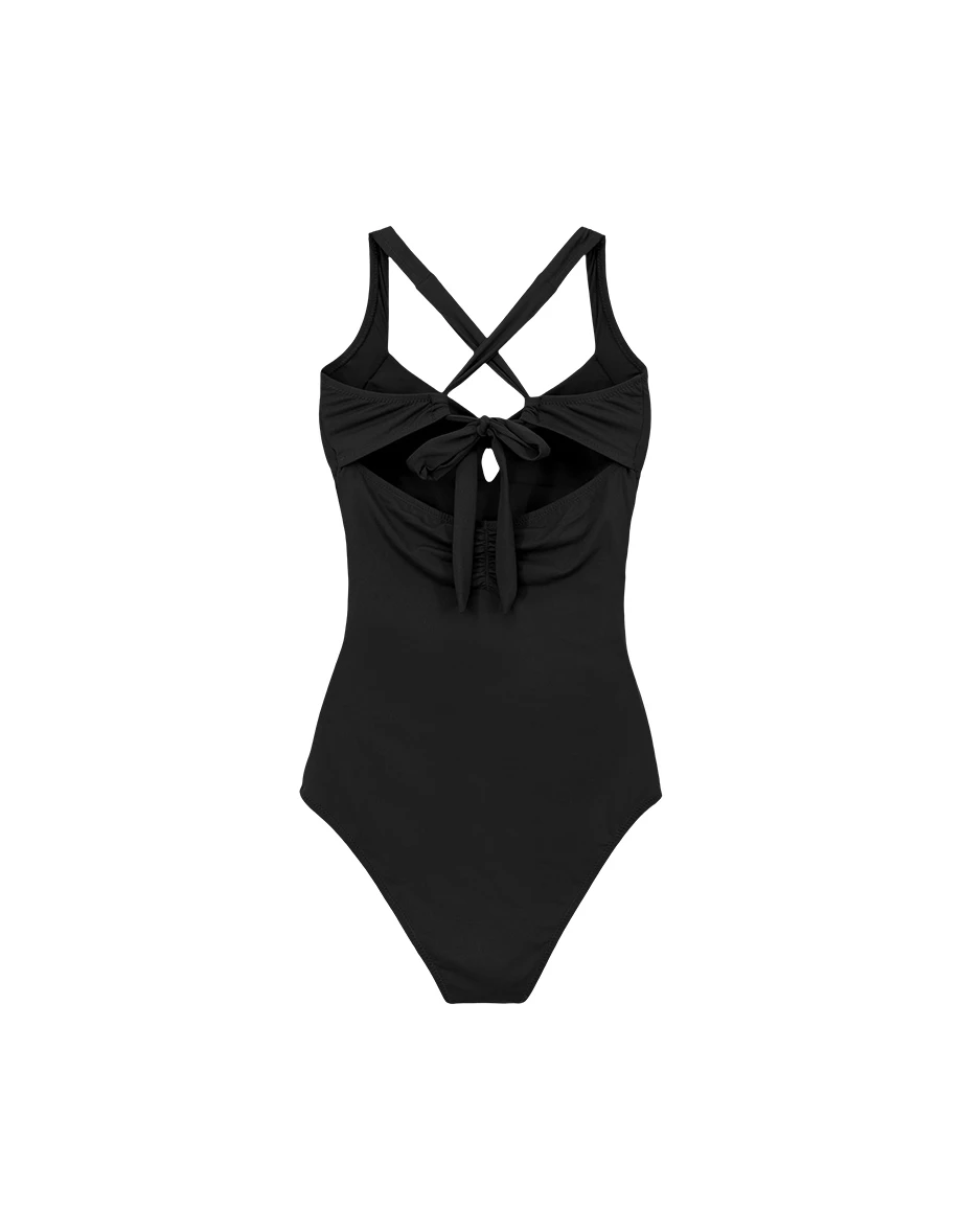 人間芭比 極致包覆緞面鏤空交叉美背連身泳衣