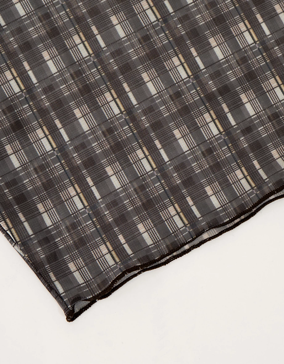 INS風 格紋外罩綁帶比基尼三件式套裝