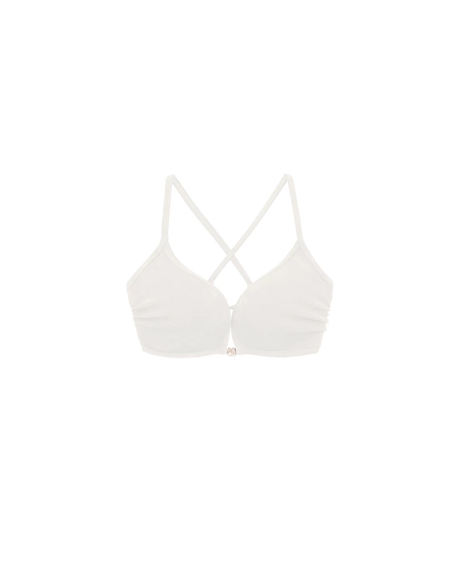 【DOUBLE PUSH UP】Logo Metallic Clasp Cross Back Push Up Bikini Top