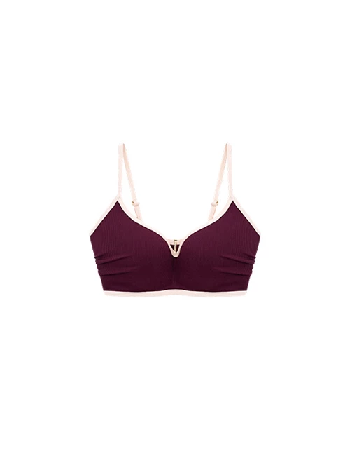 【DOUBLE PUSH UP】Low V Neck Contrast Trim Ribbed Push Up Bikini Top 【DOUBLE PUSH UP】Low V Neck Contrast Trim Ribbed Push Up Bikini Top