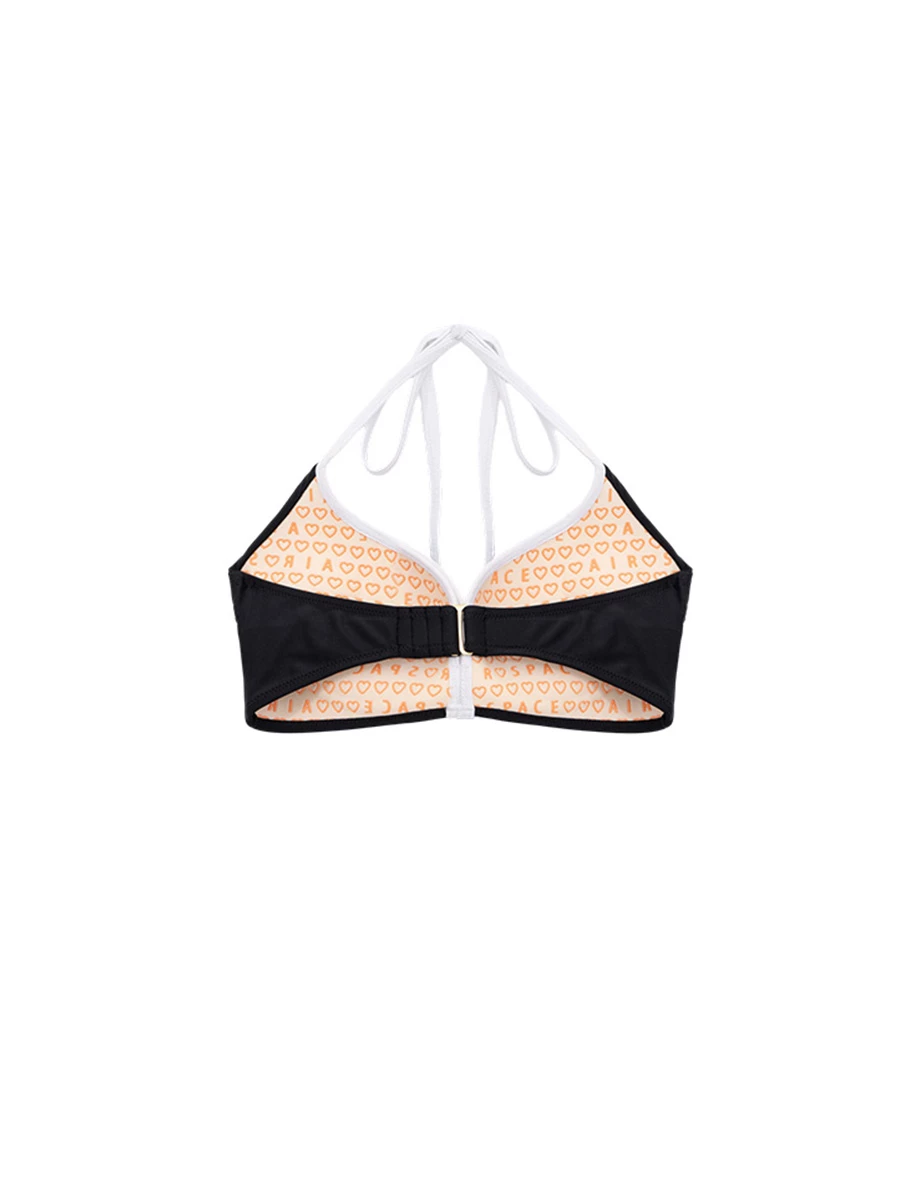 【DOUBLE PUSH UP】Contrast Trim Halter Tie Push Up Bikini Top 【DOUBLE PUSH UP】Contrast Trim Halter Tie Push Up Bikini Top