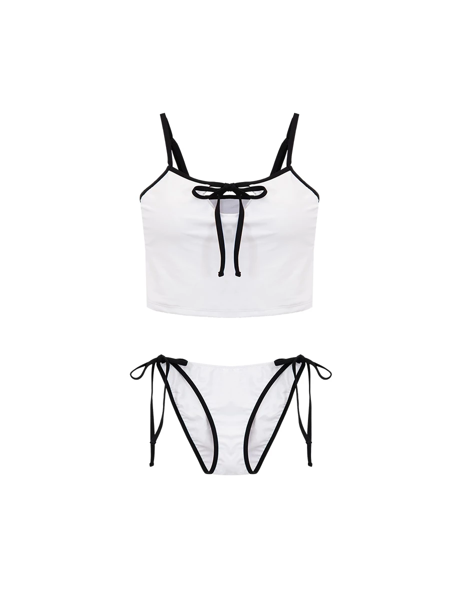 INS風 多WAY撞色滾邊綁帶比基尼套裝