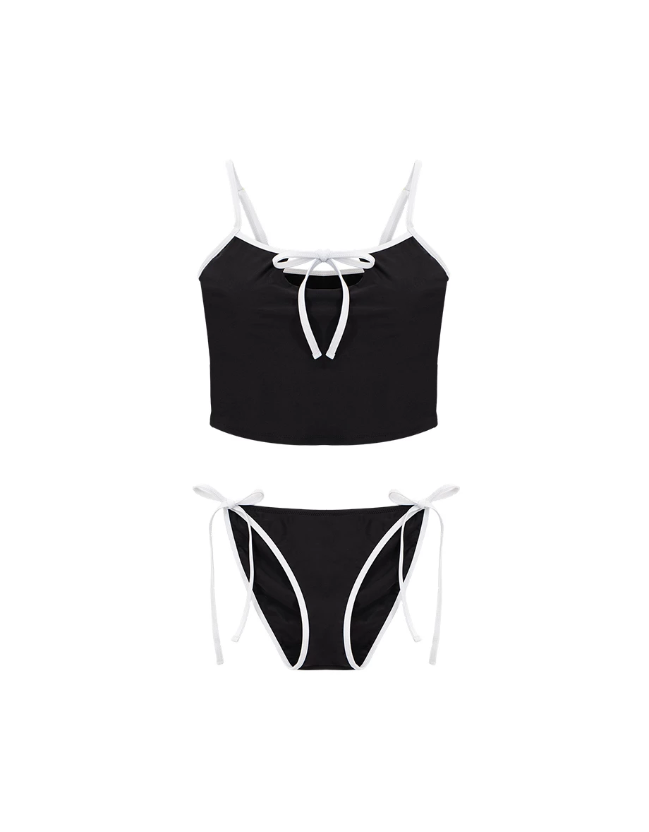 INS風 多WAY撞色滾邊綁帶比基尼套裝