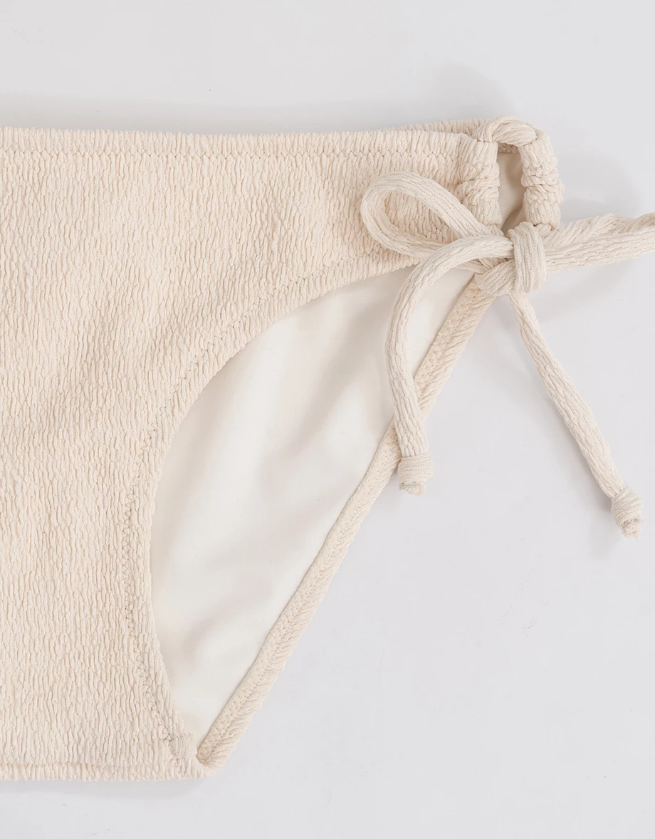 低腰細緻紋理雙側綁帶泳褲