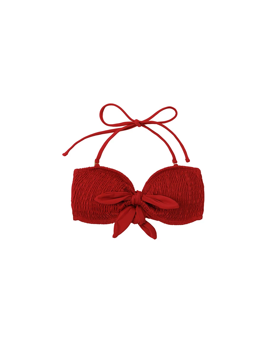 【PyunA Design】Ruched Smocked Textured Halter Tie Push Up Bikini Top 【PyunA Design】Ruched Smocked Textured Halter Tie Push Up Bikini Top