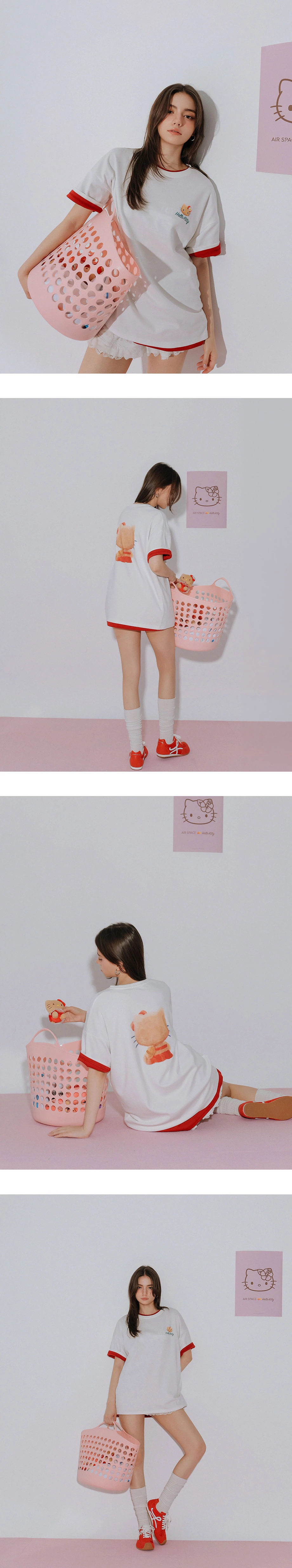 【三麗鷗聯名】烤焦版KITTY前後印花短袖寬版TEE