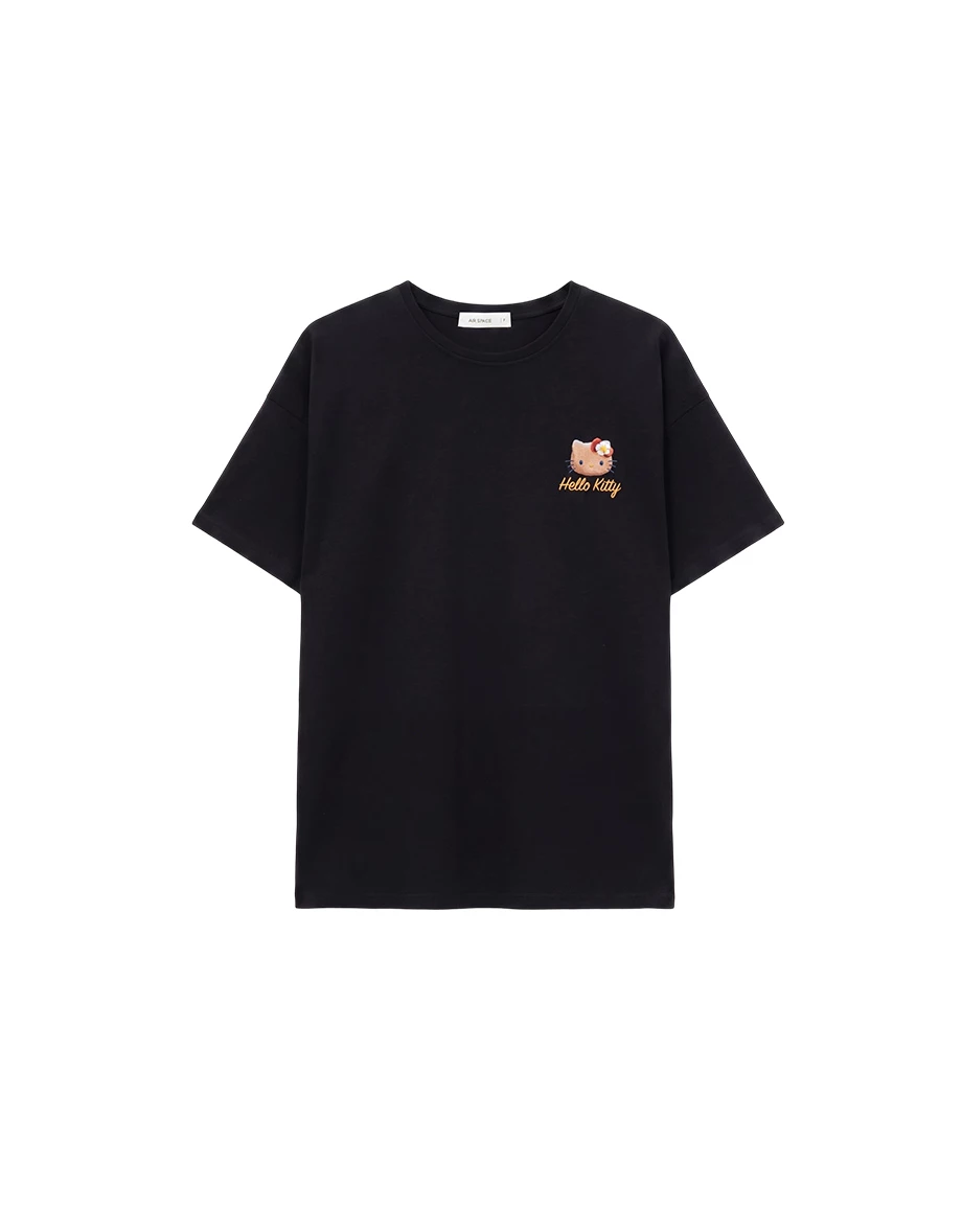 【三麗鷗聯名】烤焦版KITTY前後印花短袖寬版TEE