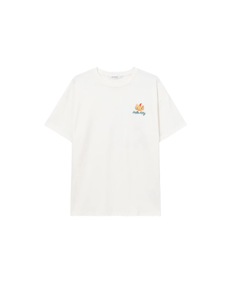 【三麗鷗聯名】烤焦版KITTY前後印花短袖寬版TEE