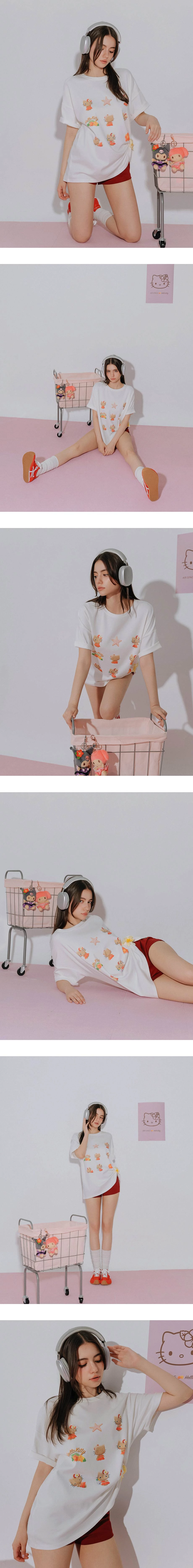 【三麗鷗聯名】烤焦版KITTY九宮格印花短袖寬版TEE