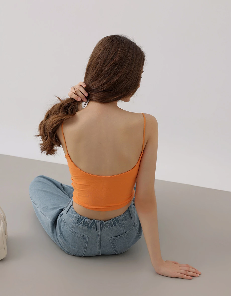 Low V Neck Deep Open Back Ribbed Padded Bra Top Low V Neck Deep Open Back Ribbed Padded Bra Top