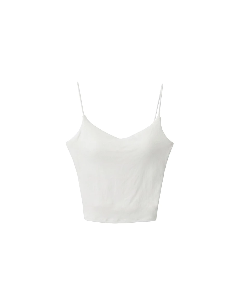 Low V Neck Deep Open Back Ribbed Padded Bra Top