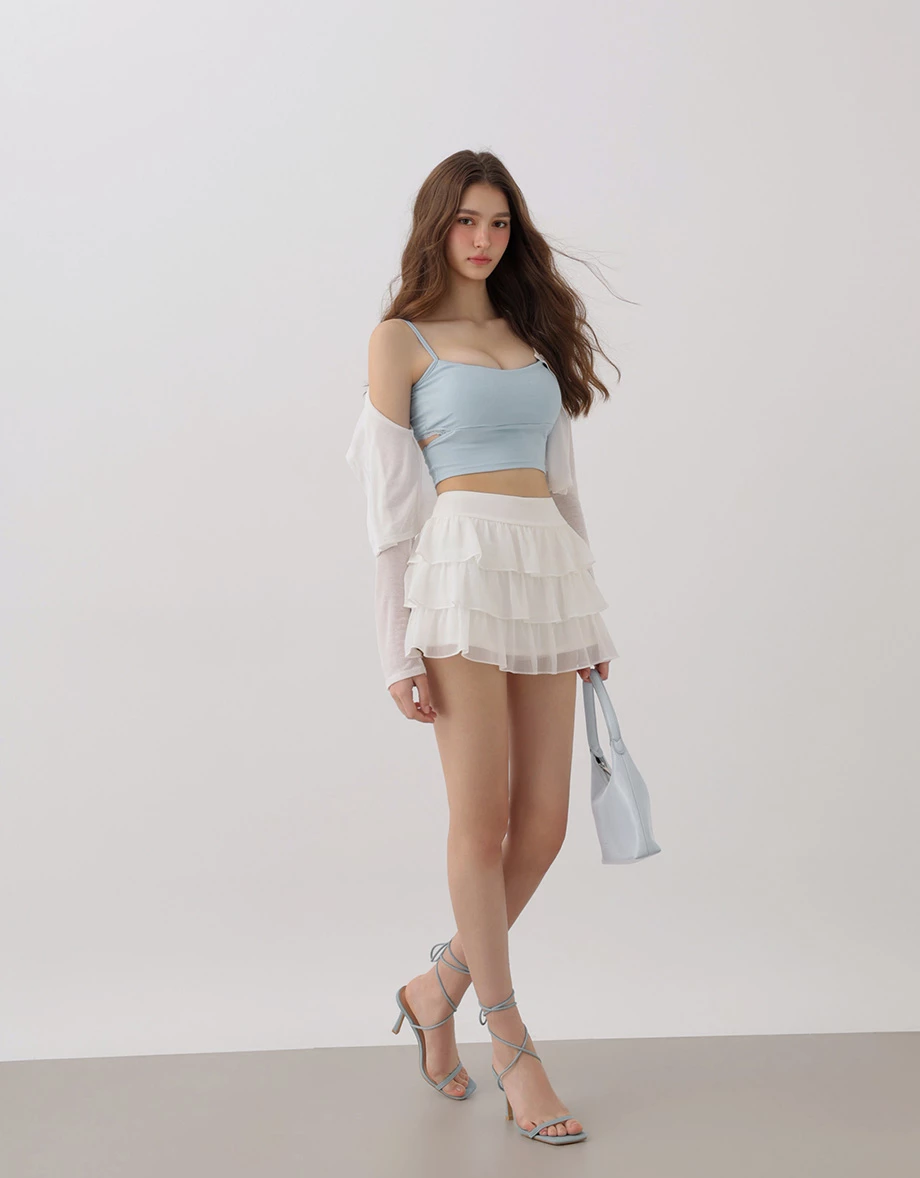 Spaghetti Strap Side Cutout Details Lace Trim Padded Cami Bra Top Spaghetti Strap Side Cutout Details Lace Trim Padded Cami Bra Top