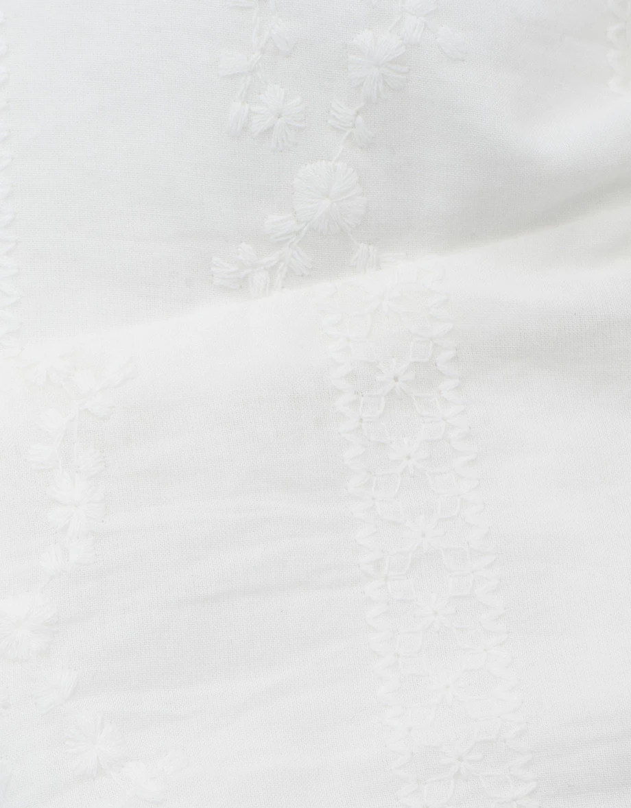 Floral Embroidered Front Tie Ruched Puff Sleeve Padded Bra Top Floral Embroidered Front Tie Ruched Puff Sleeve Padded Bra Top