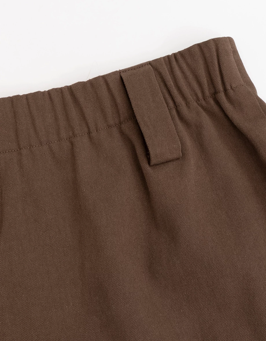 低腰一片式斜紋短裙(附腰帶)