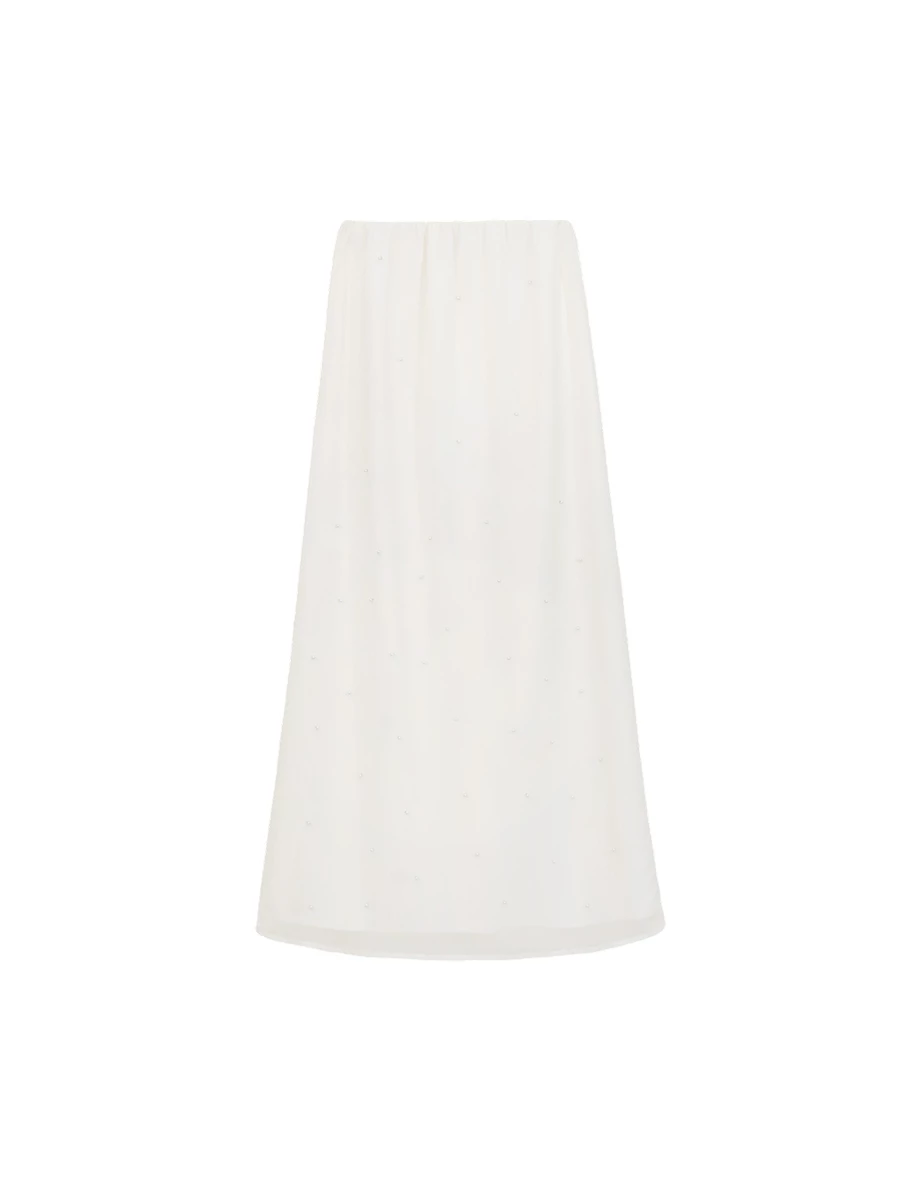 【ANN Design】Pearl Embellished Chiffon Overlay Straight Maxi Dress