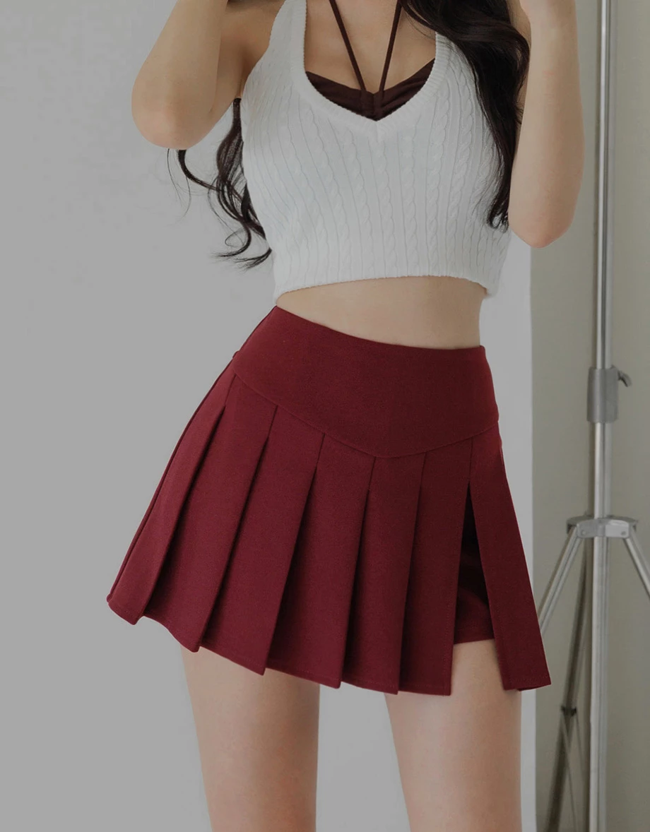 【AIRY HOURGLASS】 Skort Pendek Berlipat Belahan Sisi Pinggang V