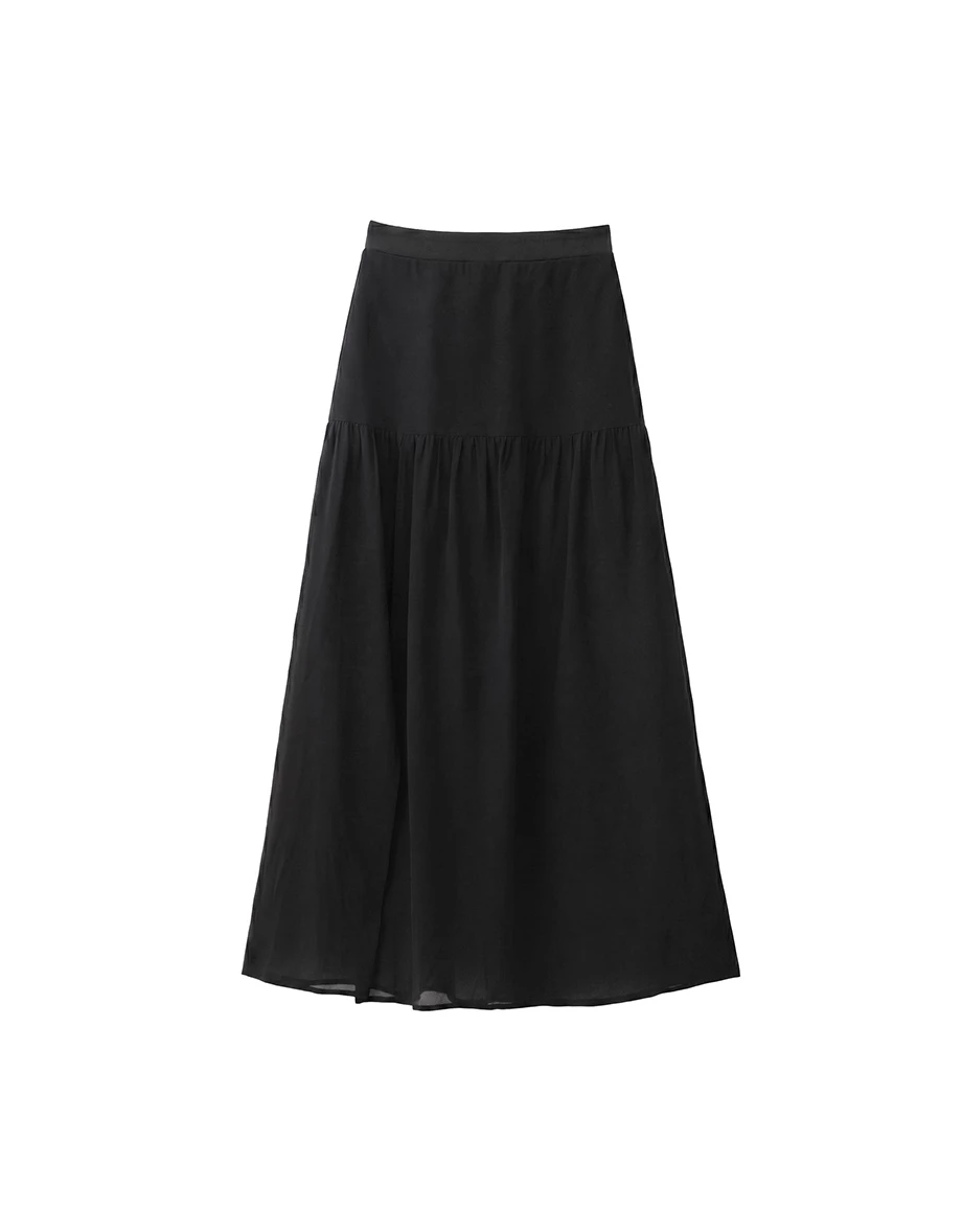 Flowy Sheer Chiffon Layered High Slit Maxi Skirt