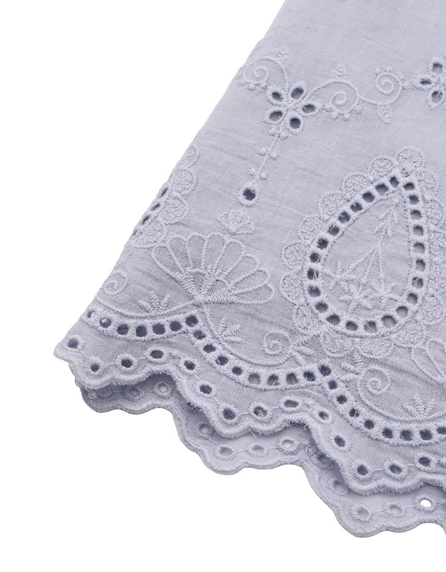 Side Tie Up Scallop Hem Eyelet Floral Embroidered A Line Mini Skirt Side Tie Up Scallop Hem Eyelet Floral Embroidered A Line Mini Skirt