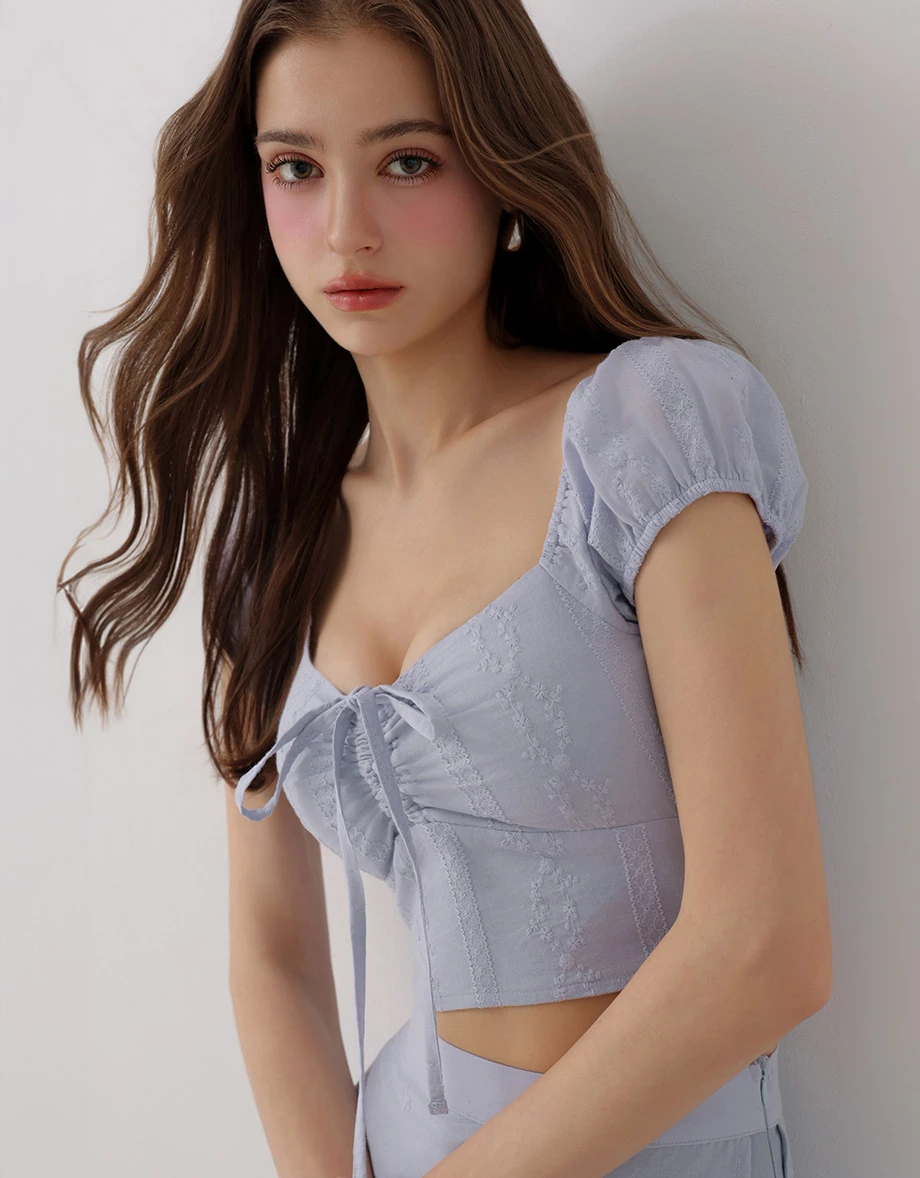 Side Tie Up Scallop Hem Eyelet Floral Embroidered A Line Mini Skirt Side Tie Up Scallop Hem Eyelet Floral Embroidered A Line Mini Skirt