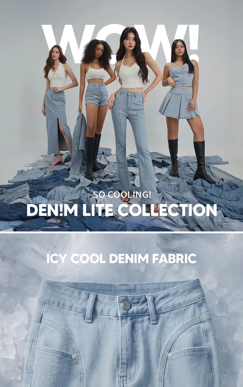 Cooling Fabric High Waist Paneled Jeans Denim Flare Pants