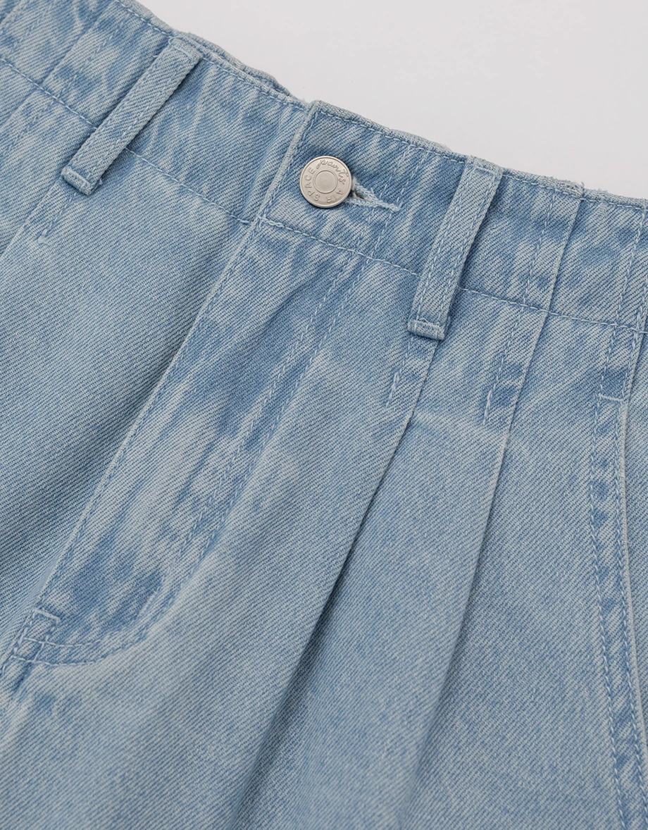 【Den!m LITE】Elastic Back High Waist Pleated Wide Leg Jeans Denim Pants 【Den!m LITE】Elastic Back High Waist Pleated Wide Leg Jeans Denim Pants