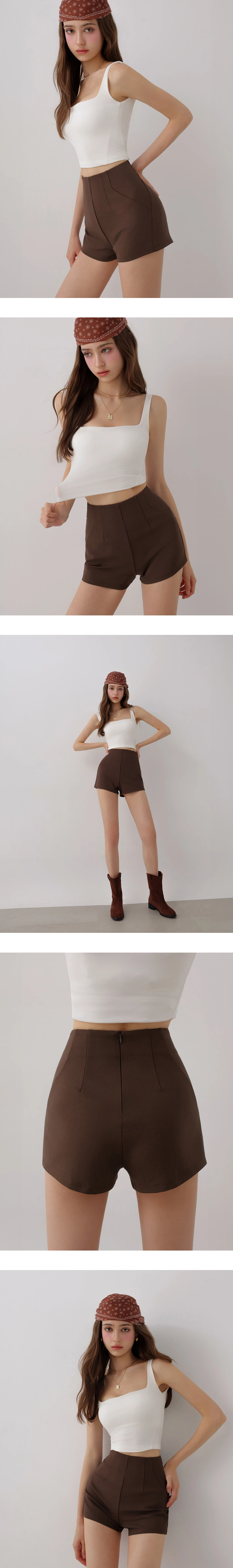 AIRY HOURGLASS Pleated Front Detail Asymmetric Slant Pocket Shorts AIRY HOURGLASS Pleated Front Detail Asymmetric Slant Pocket Shorts
