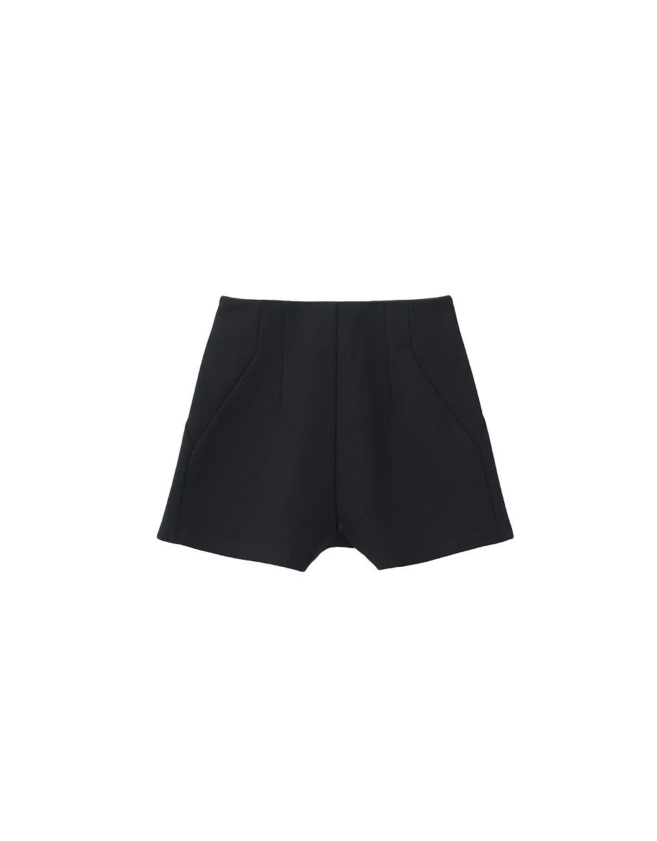 AIRY HOURGLASS Pleated Front Detail Asymmetric Slant Pocket Shorts AIRY HOURGLASS Pleated Front Detail Asymmetric Slant Pocket Shorts