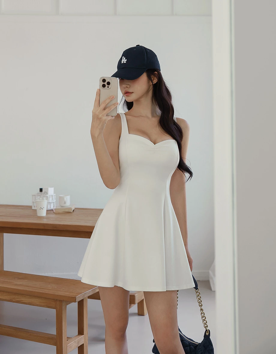 AIRY HOURGLASS Wide Strap Ruched Bustier Padded Mini Dress - AIR SPACE
