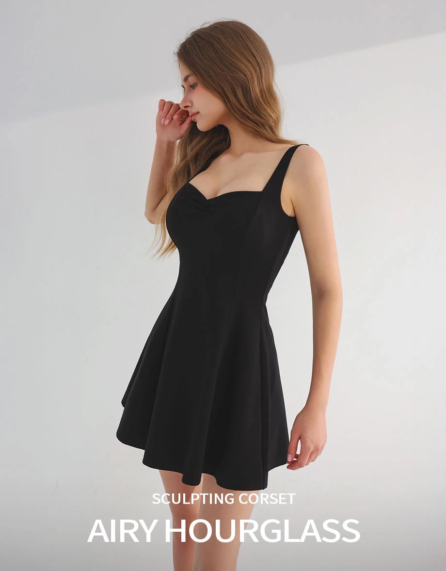 AIRY HOURGLASS Wide Strap Ruched Bustier Padded Mini Dress