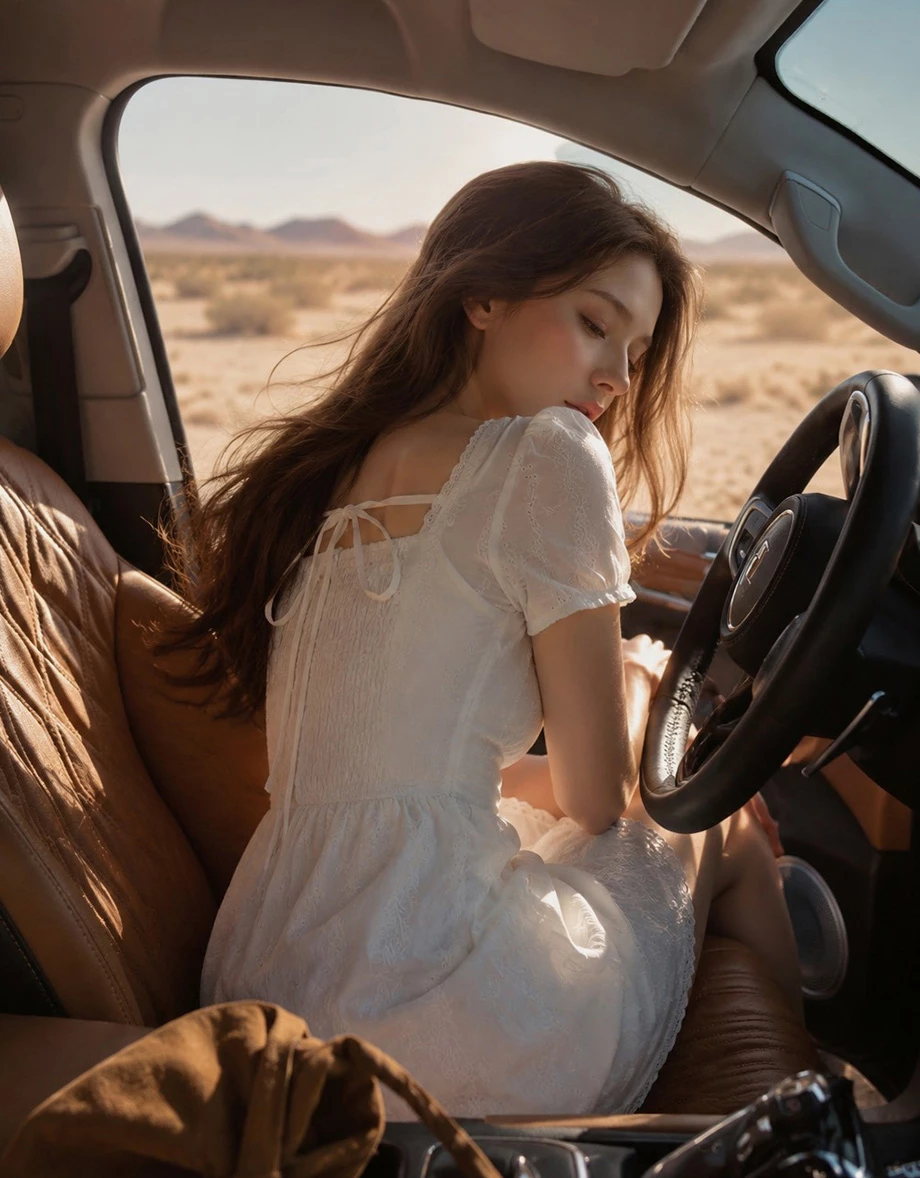 V Neck Eyelet Lace Embroidery Puff Sleeve Open Back Mini Dress