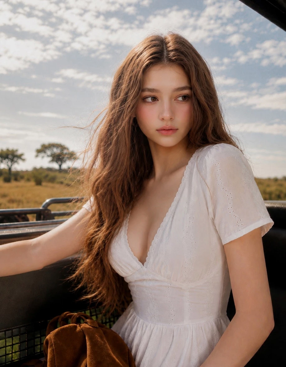 V Neck Eyelet Lace Embroidery Puff Sleeve Open Back Mini Dress