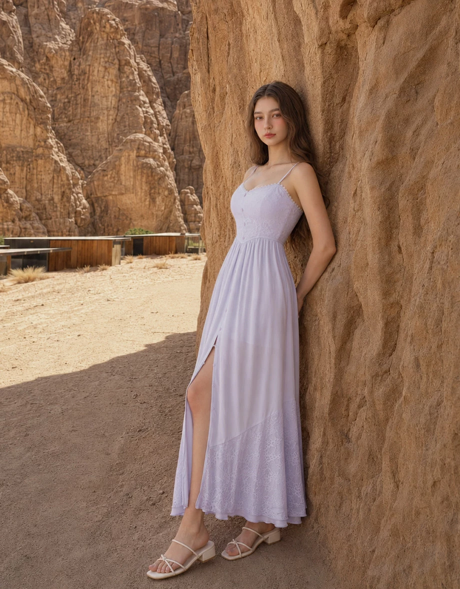 Lace Panel Button Up Sweetheart Sheer Lace Hem Padded Cami Maxi Dress Lace Panel Button Up Sweetheart Sheer Lace Hem Padded Cami Maxi Dress