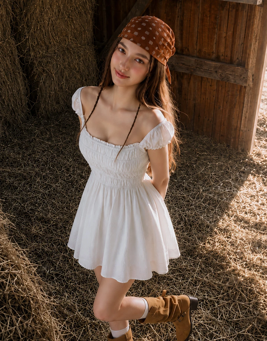 Wide Square Neck Smocked Bodice Ruched Puff Sleeve Padded Mini Dress