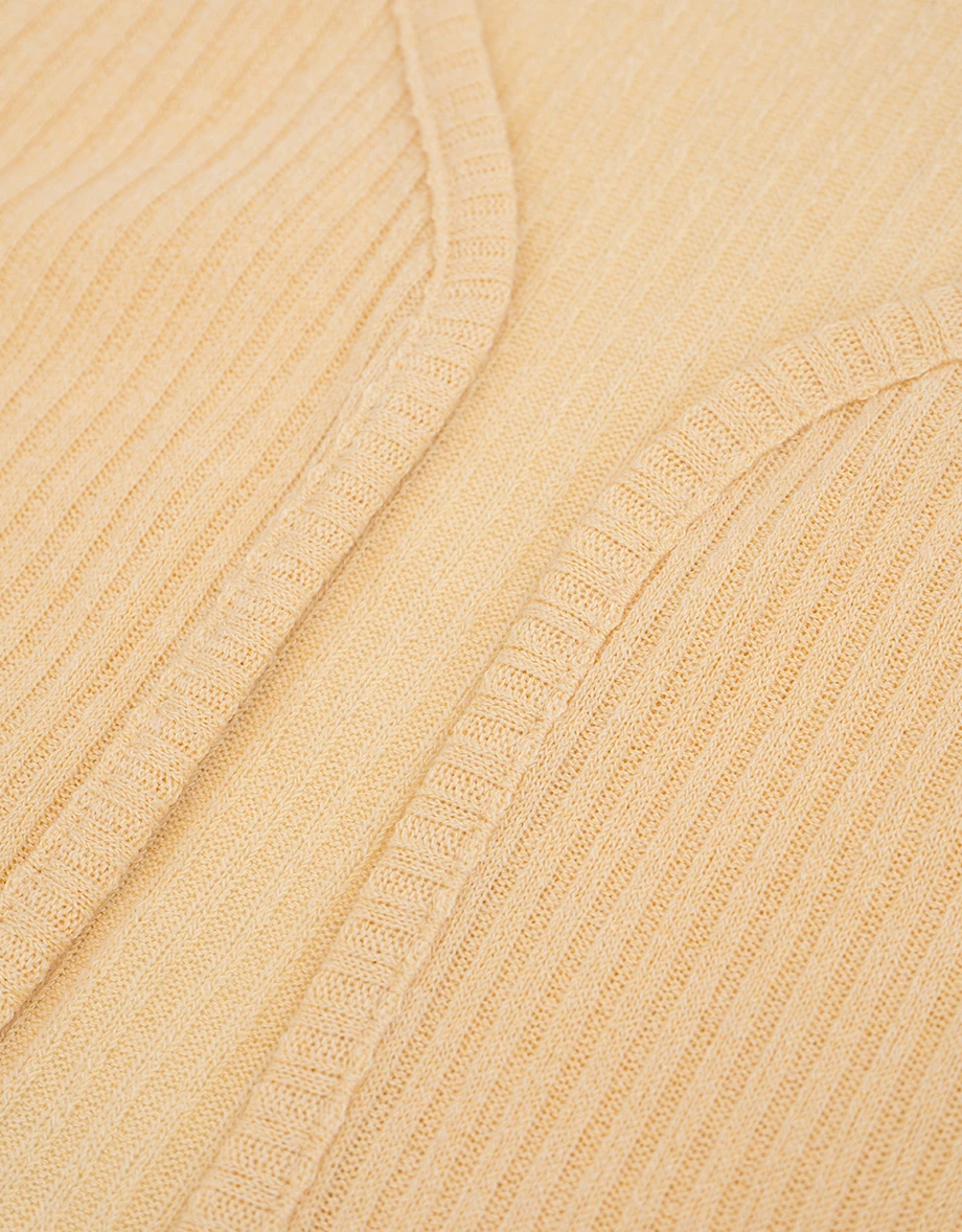 V領繞頸肩帶排扣BRA背心短袖開襟羅紋針織衫套裝