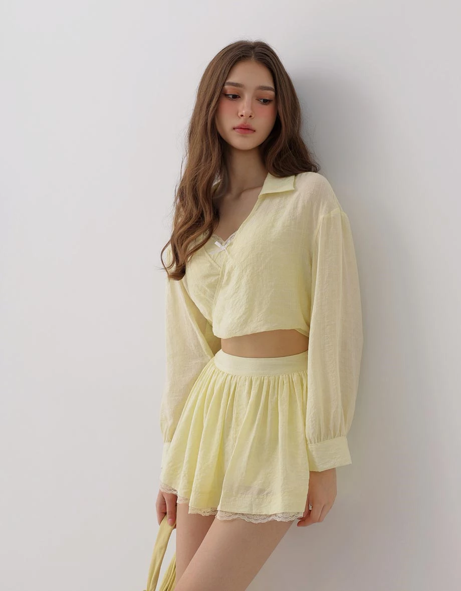 Lace Trim Bow Detail Padded Cami Bra Top and Gathered Lace Hem Skort Set Wear Lace Trim Bow Detail Padded Cami Bra Top and Gathered Lace Hem Skort Set Wear