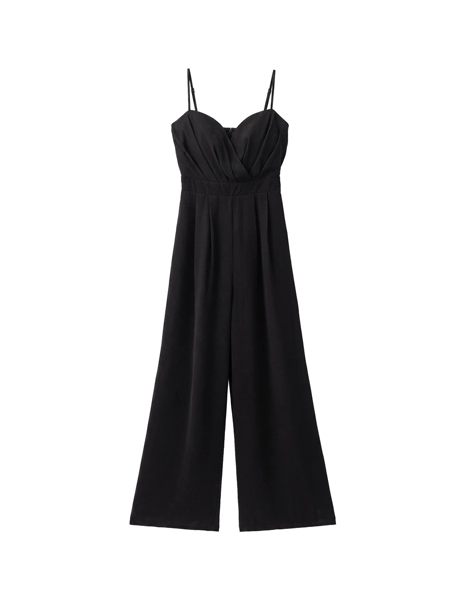 Sweetheart Wrap Front Pleated Wide Leg Padded Jumpsuit Sweetheart Wrap Front Pleated Wide Leg Padded Jumpsuit