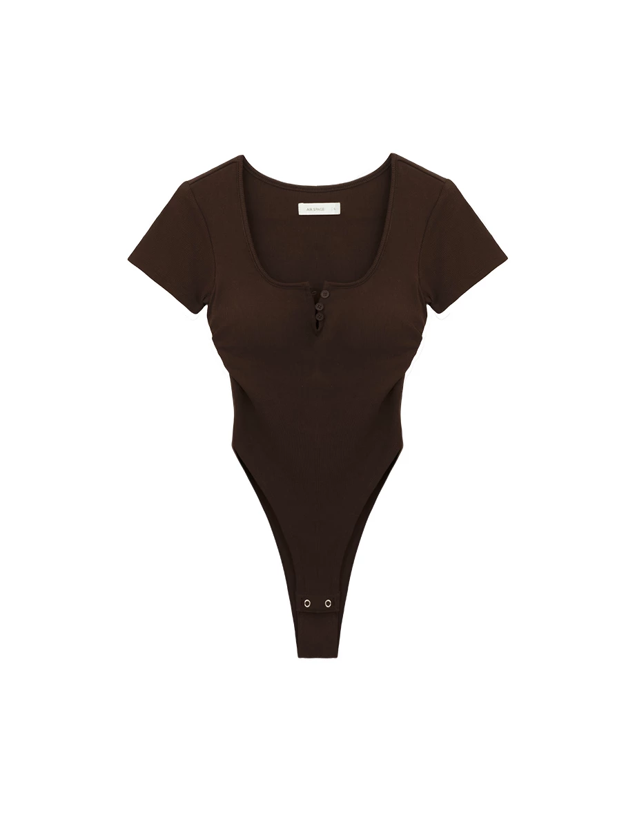 Cooling Fabric Button Front Side Ruched Bodycon Padded Bodysuit Cooling Fabric Button Front Side Ruched Bodycon Padded Bodysuit