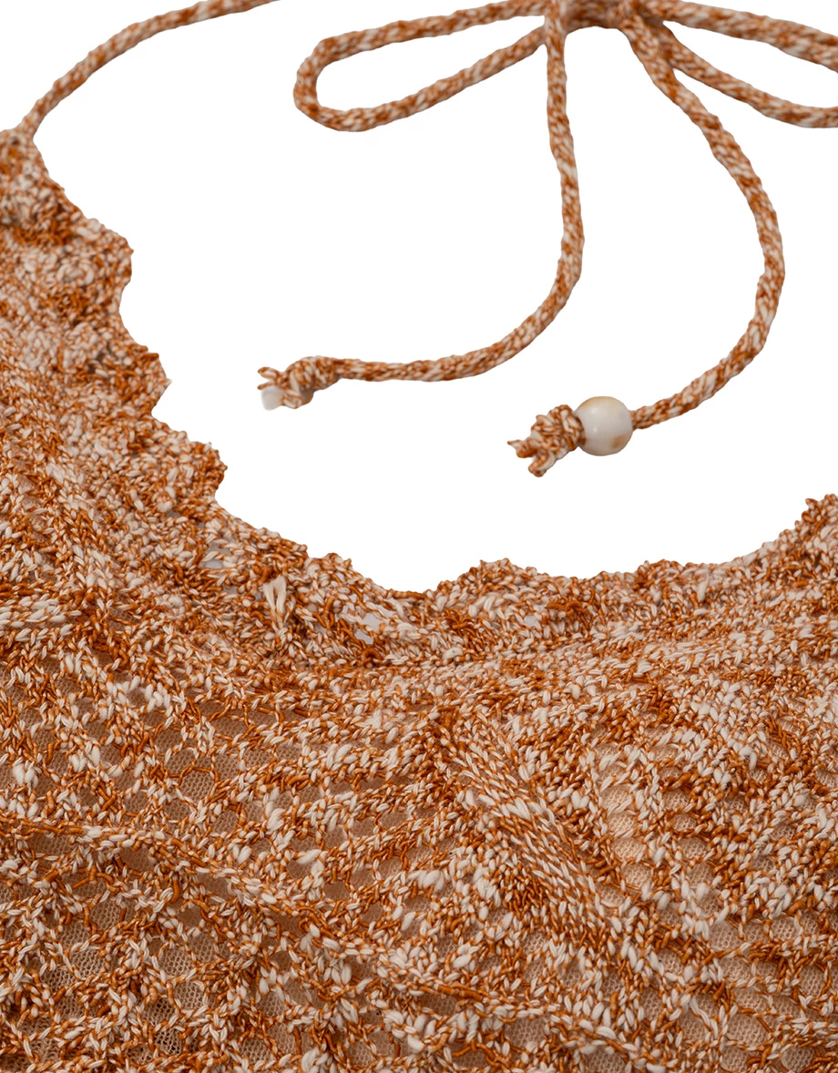 V Neck Crochet Open Knit Halter Tie Back Padded Cami Bra Top V Neck Crochet Open Knit Halter Tie Back Padded Cami Bra Top