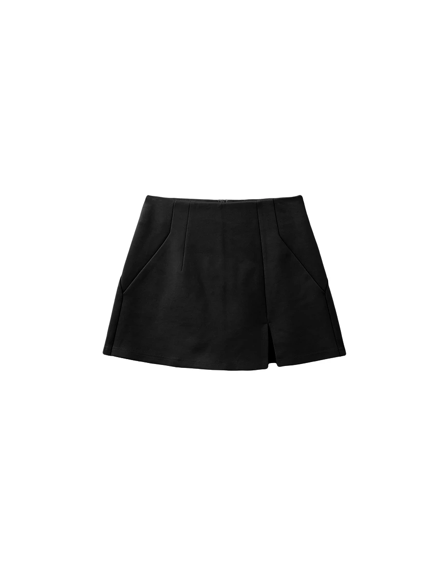 AIRY HOURGLASS Front Slit Stretchy Twill Mini Skort