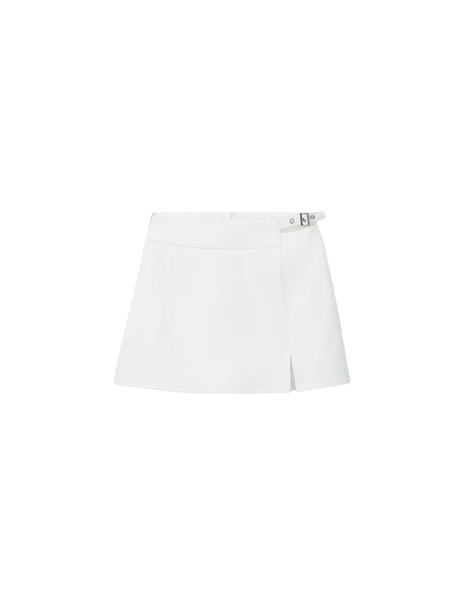 Side Buckle Cutout Slit Hem A Line Mini Skort