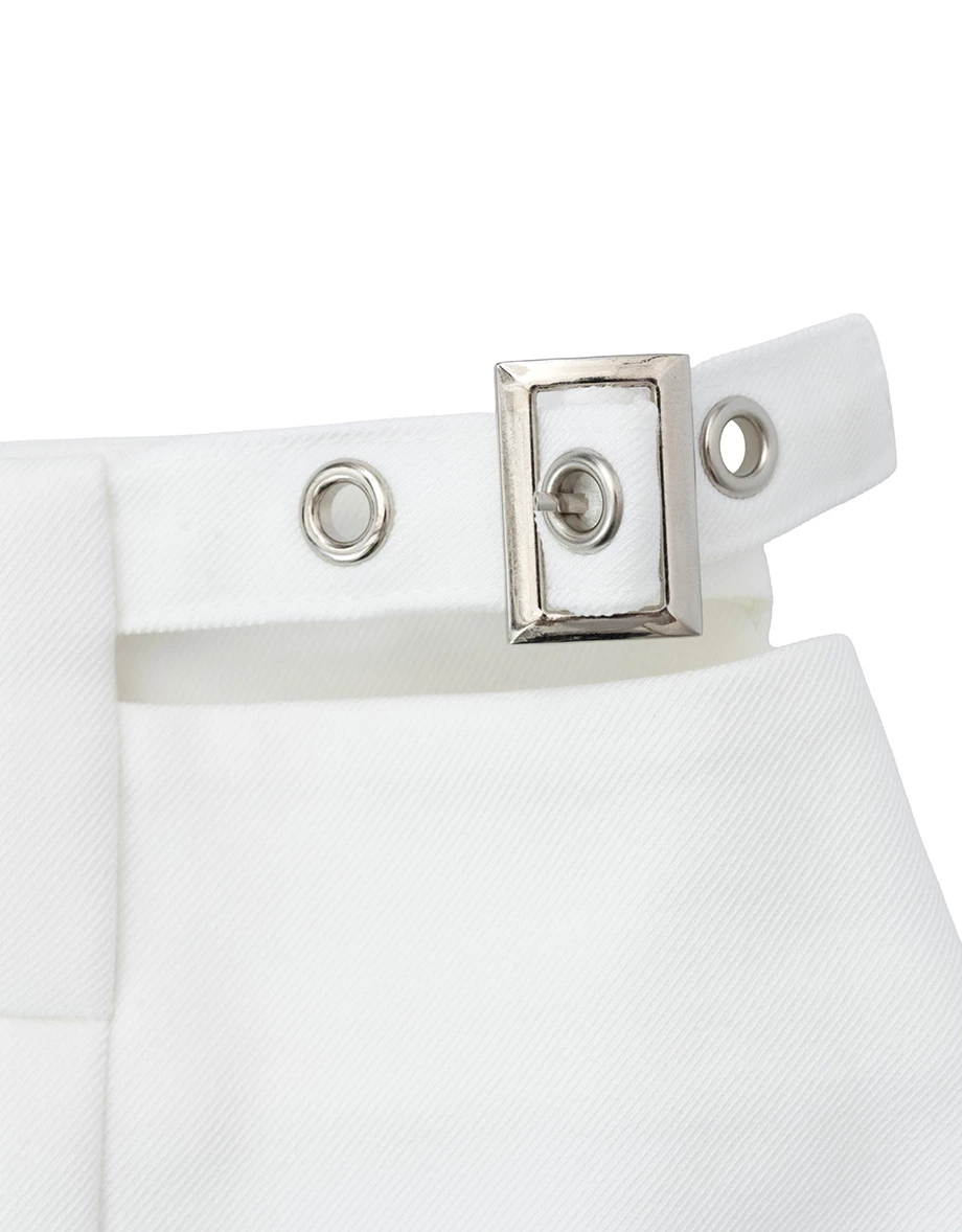 Side Buckle Cutout Slit Hem A Line Mini Skort